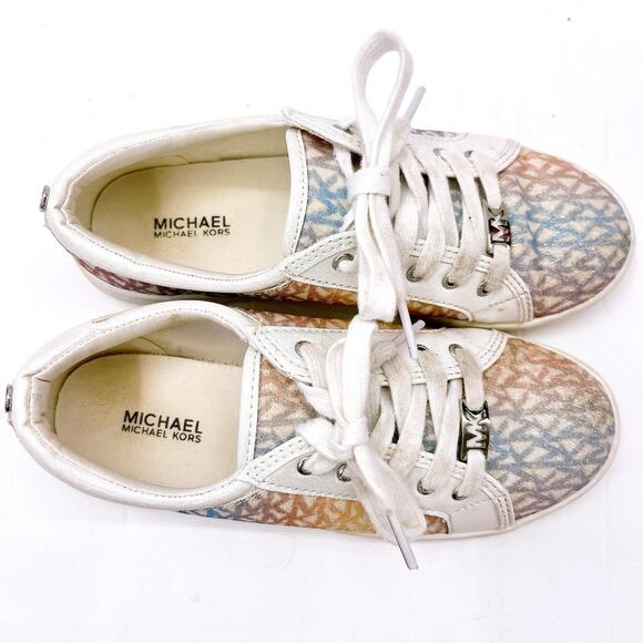 MK Michael Kors Miracle Unicorn Girl 3 Sneakers Shoes Ombré Logo Rainbow Glitter - Picture 3 of 6